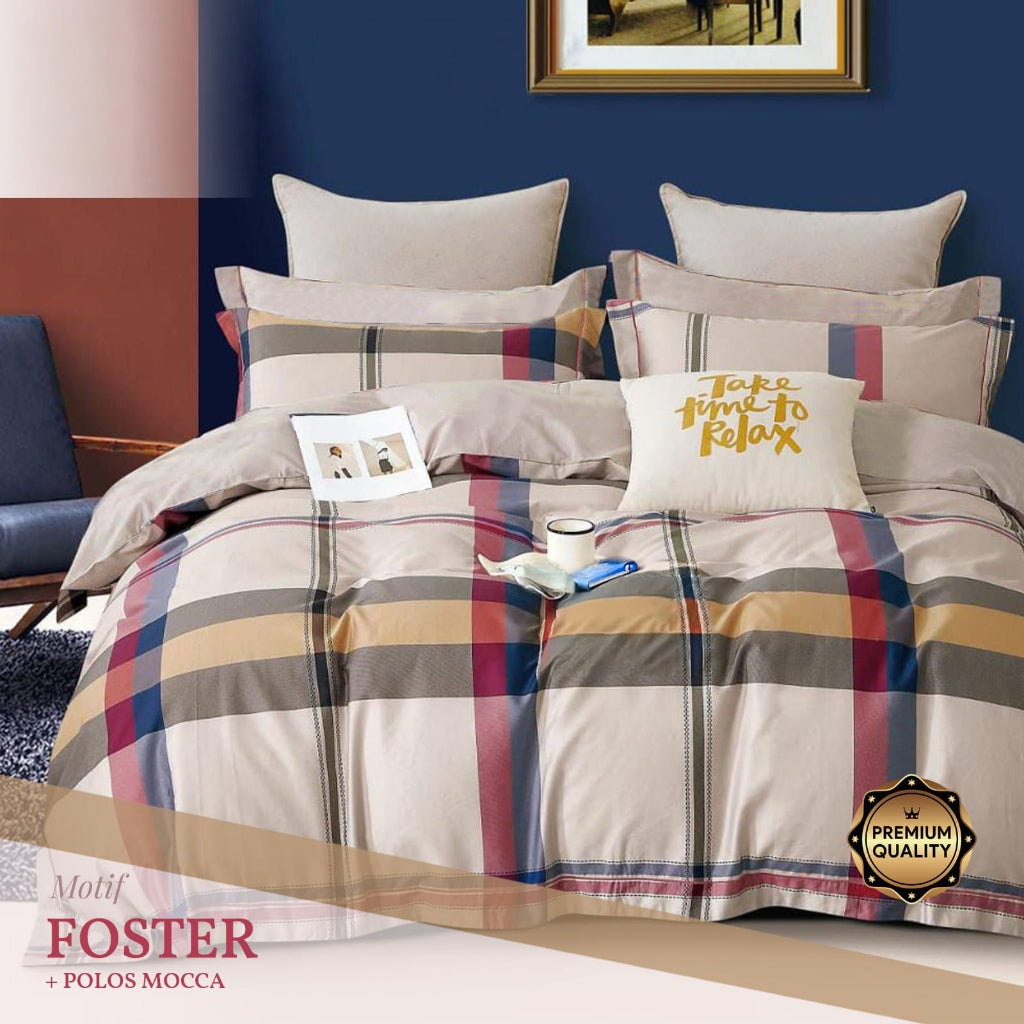 Bed Cover Set Katun - Bella Vista 180x200x30cm Motif Kotak-Kotak