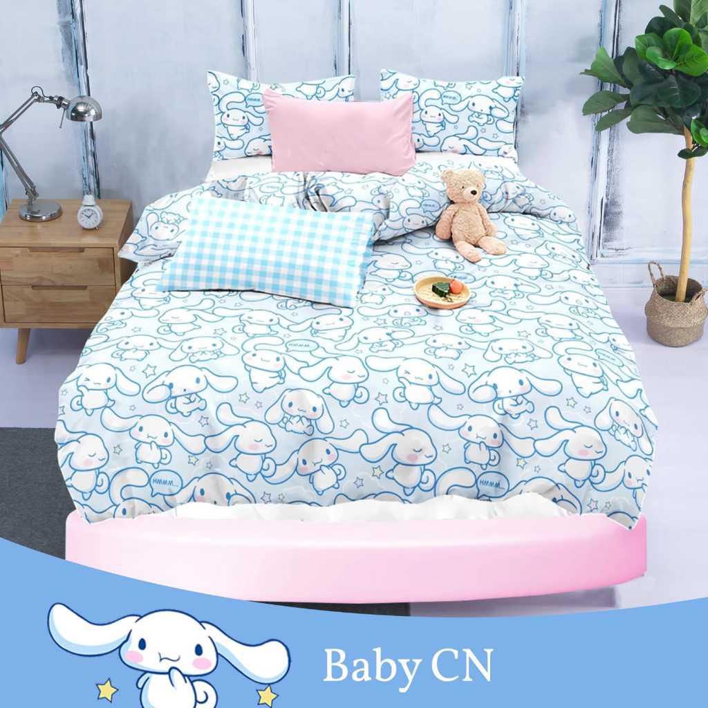 Badcover set 160x200 180x200 200x200 Katun Motif Labubu Sanrio Hello Kitty Cinnamorol Kuromi My Melody