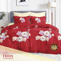 BedCover PENGANTIN Katun Set 180x200x30cm - King Size - MERAH BUNGA