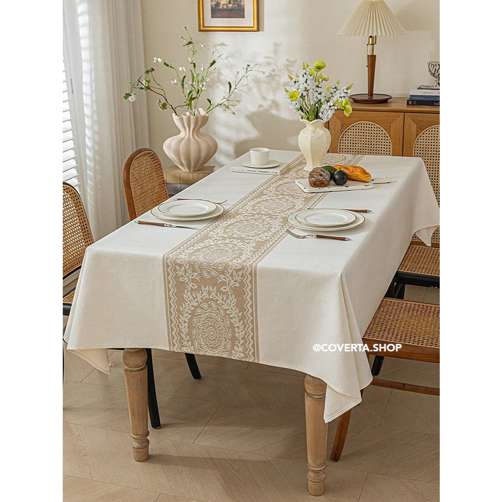 Taplak Meja Makan Raya - Taplak Meja Makan Linen Estetik Motif Raya | Alas Meja Makan Minimalis