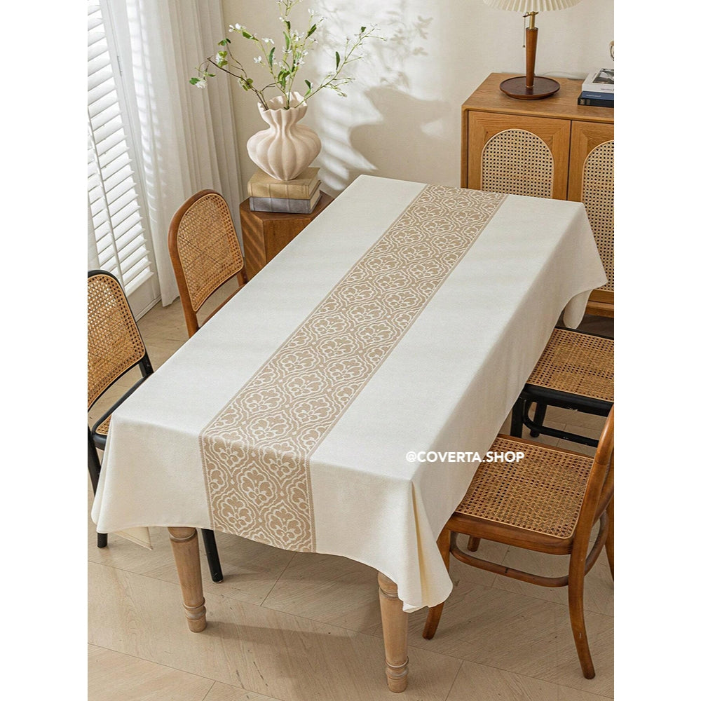 Taplak Meja Makan Raya - Taplak Meja Makan Linen Estetik Motif Raya | Alas Meja Makan Minimalis