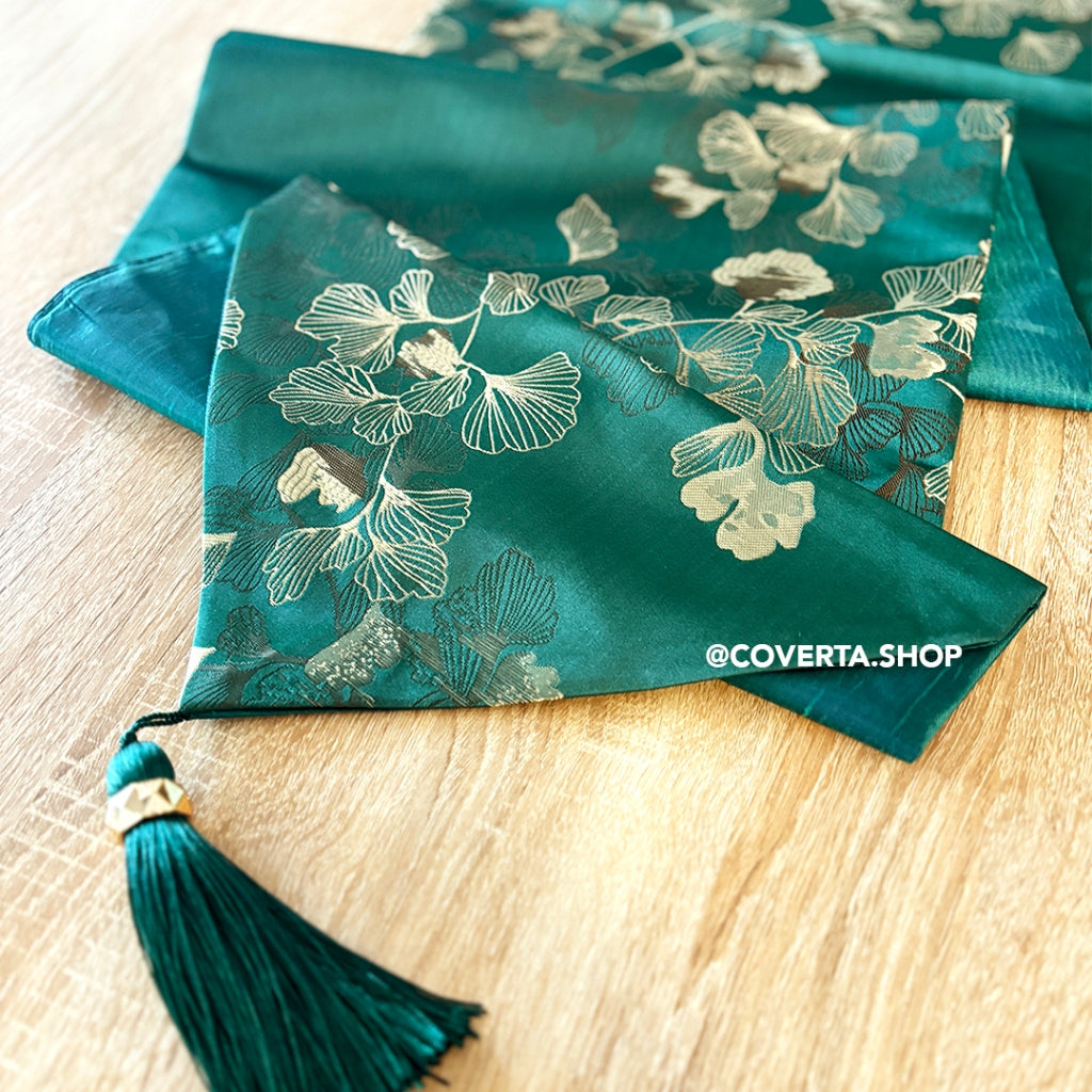 Table Runner Ginkgo - Taplak Meja Makan Estetik Motif Ginkgo | Alas Meja Tamu Minimalis