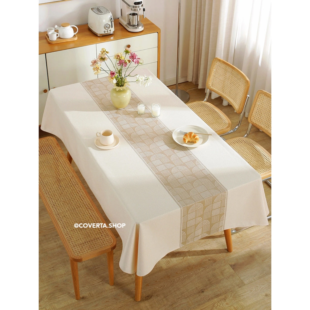 Taplak Meja Makan Raya - Taplak Meja Makan Linen Estetik Motif Raya | Alas Meja Makan Minimalis