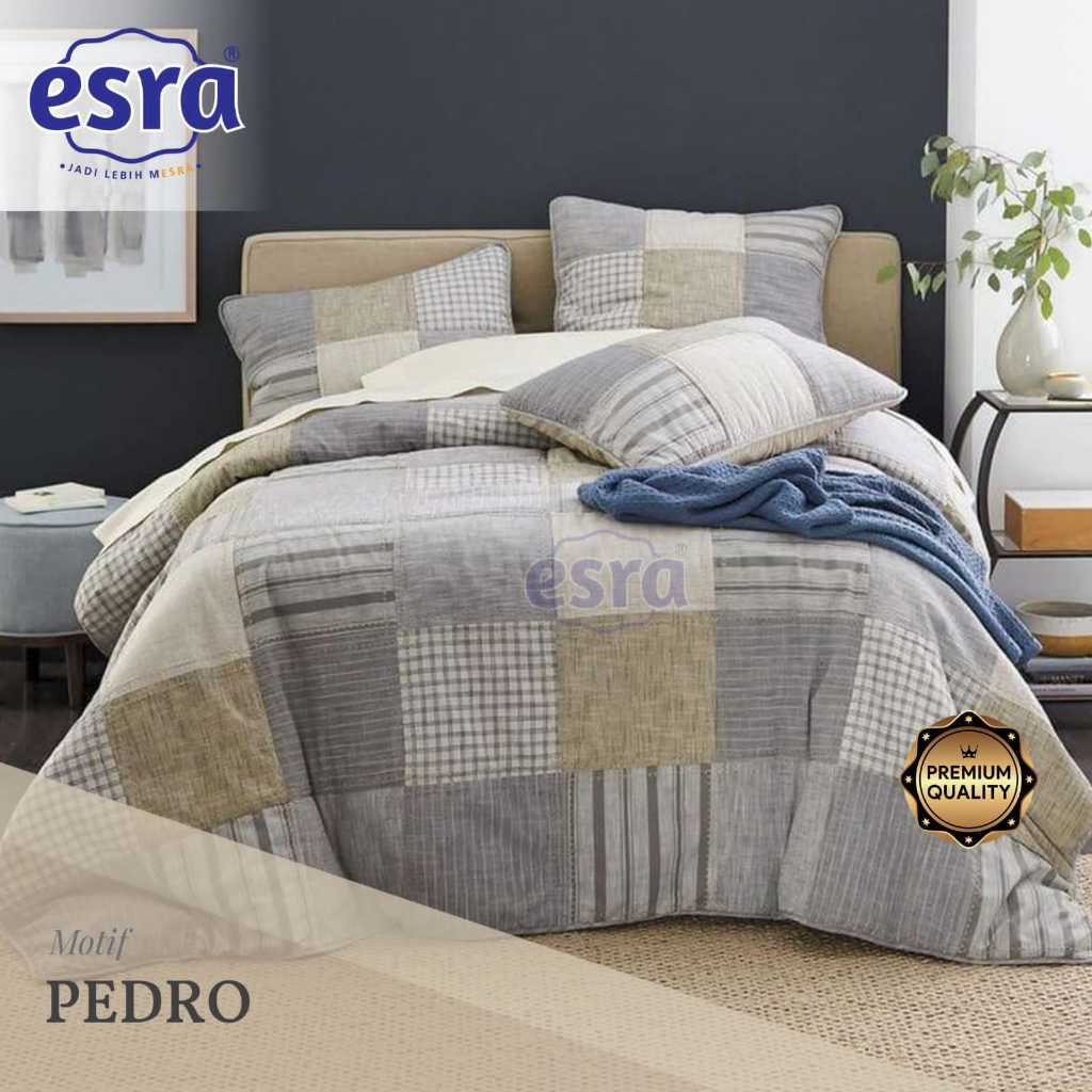 Bed Cover Set Katun - Bella Vista 180x200x30cm Motif Kotak-Kotak