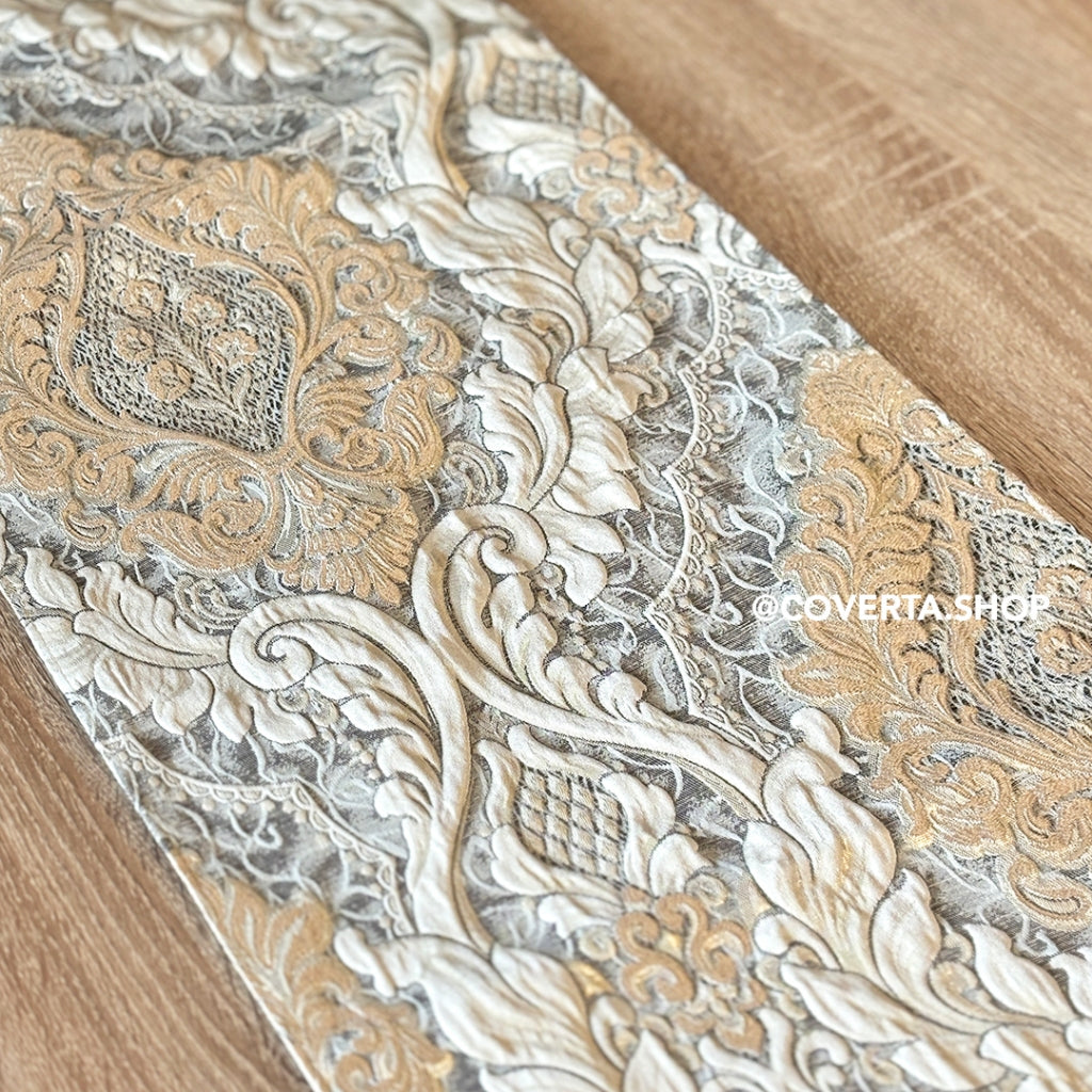 Table Runner Victorian Elegan Taplak Meja Panjang Motif Mewah untuk Dekorasi Ruang Tamu & Makan