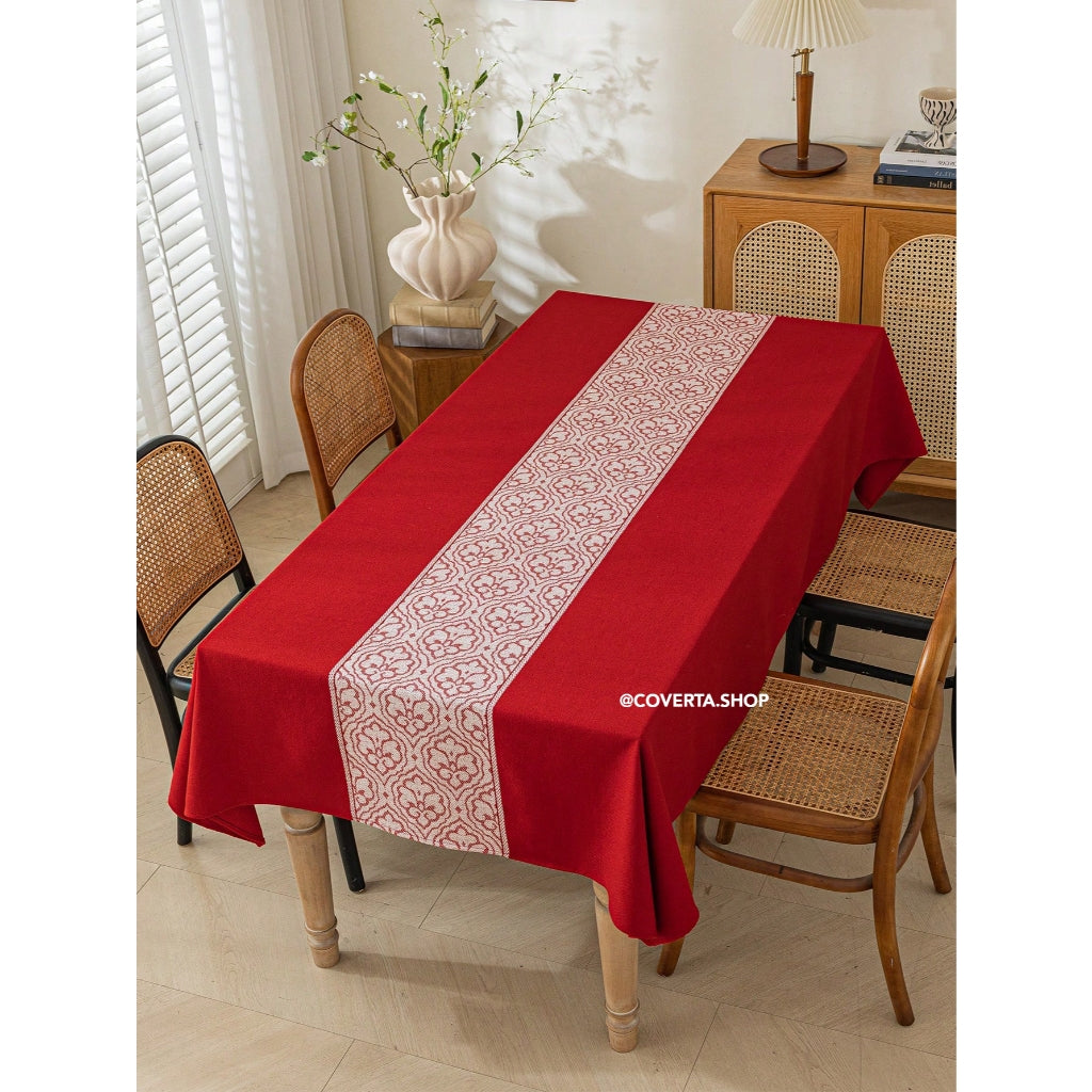 Taplak Meja Makan Raya - Taplak Meja Makan Linen Estetik Motif Raya | Alas Meja Makan Minimalis