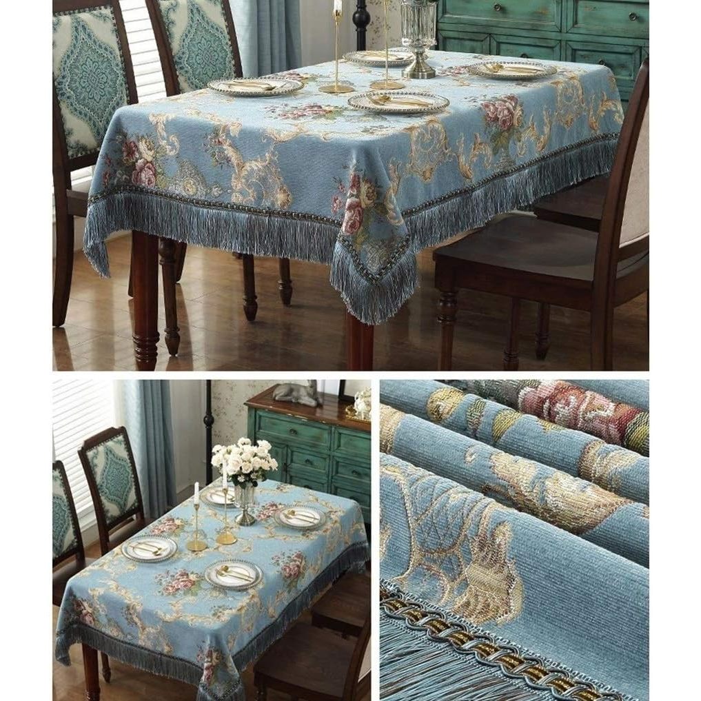 Taplak Meja Makan Belgi Turki Floral Rumbai Premium