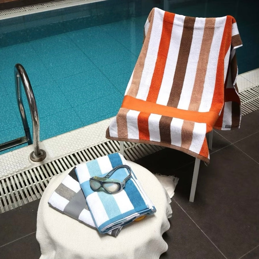 Handuk Pool Towel Handuk Pantai Motif Garis - Handuk Renang Tebal Premium 70x140cm