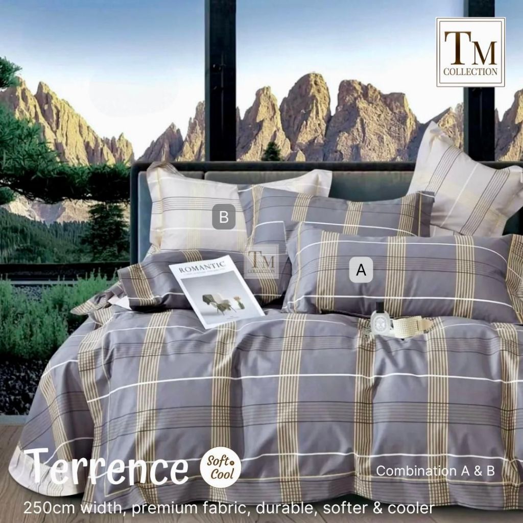 Bed Cover Set Katun Motif Minimalis 160/180/200x200x30cm