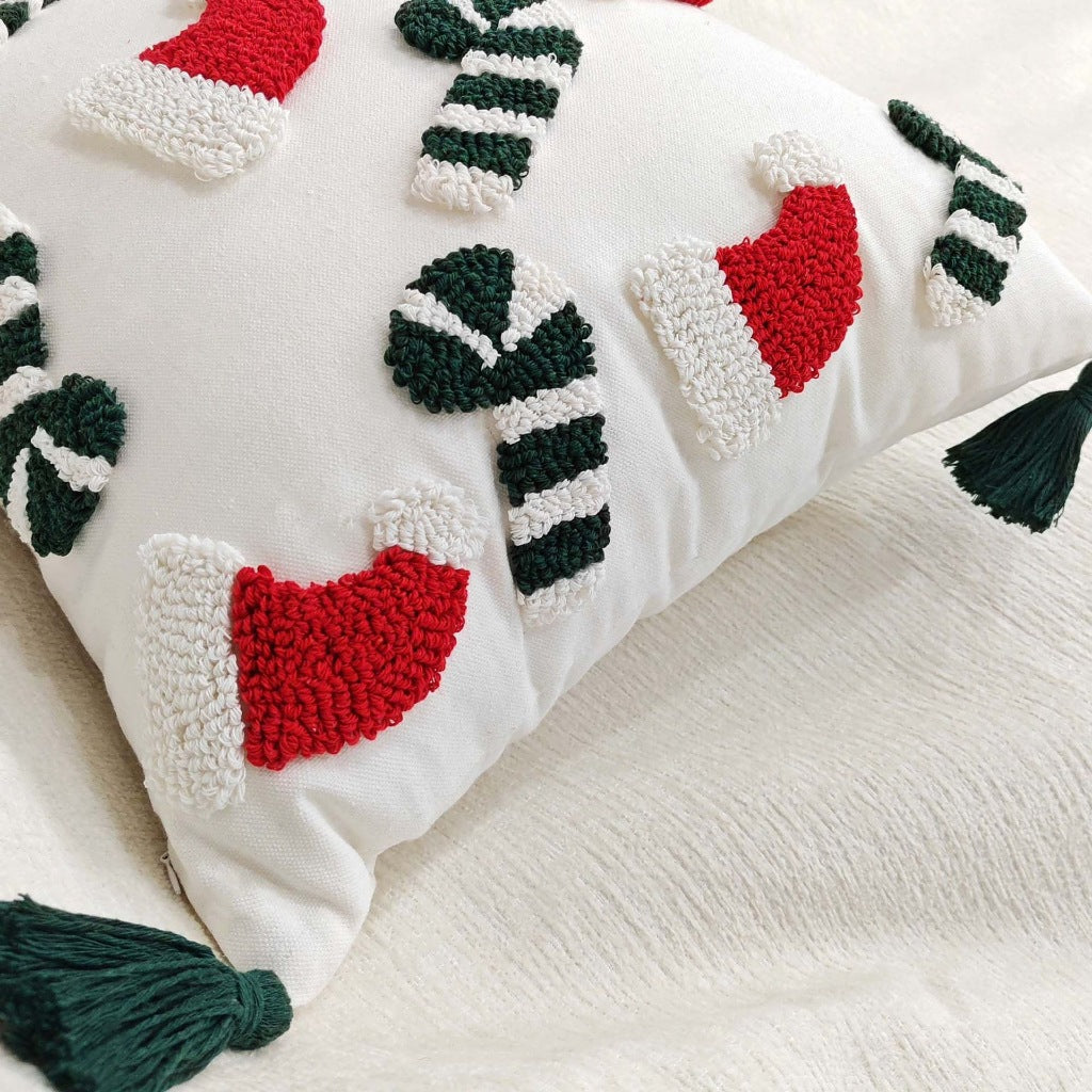 Sarung Bantal Natal Bordir Premium - Hiasan Sofa & Kursi Dekorasi Christmas 45x45cm