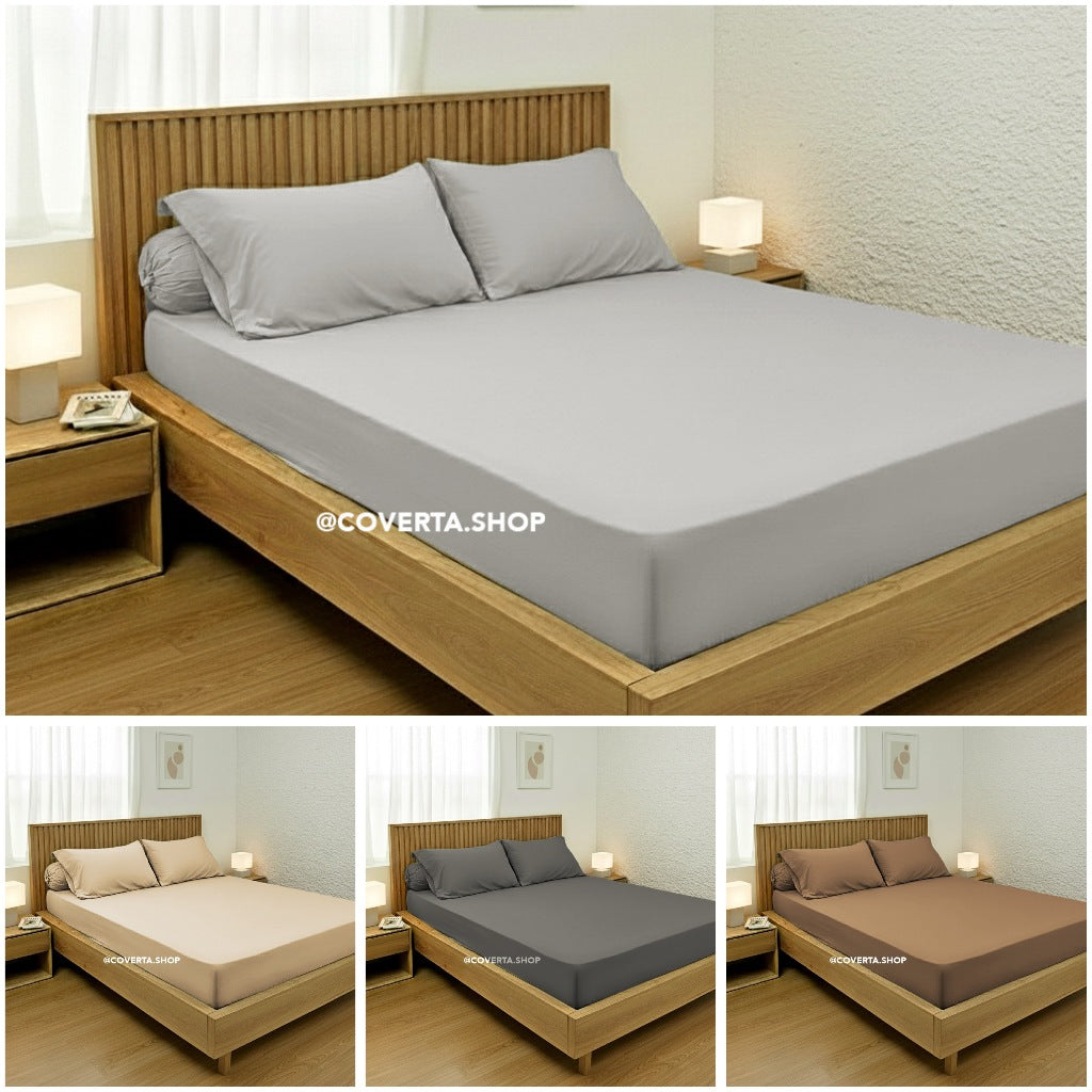 Sprei Polos Katun Lokal Lembut 160x200 / 180x200 / 200x200 Tinggi 40cm – Seprei Polos Hotel Aneka Warna