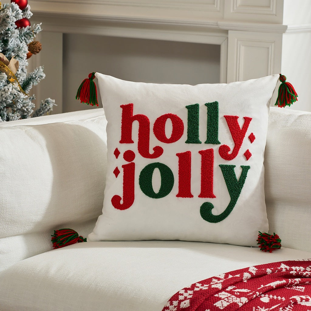 Sarung Bantal Natal Bordir Premium - Hiasan Sofa & Kursi Dekorasi Christmas 45x45cm