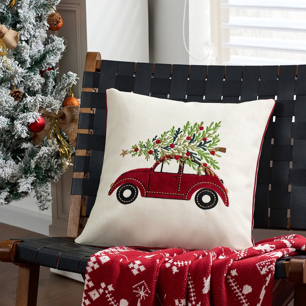 Sarung Bantal Natal Bordir Premium - Hiasan Sofa & Kursi Dekorasi Christmas 45x45cm