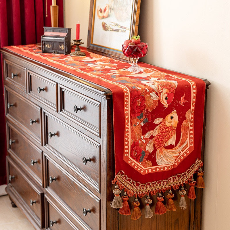 Taplak Meja Imlek Premium Table Runner Series Motif Estetik Dekorasi Rumah Material Premium Tebal Awet Cocok untuk Meja Panjang Makan Tamu