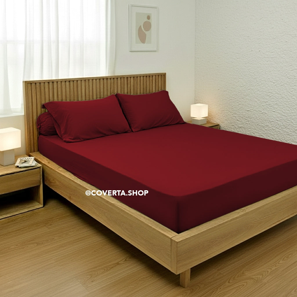 Sprei Polos Katun Lokal Lembut 160x200 / 180x200 / 200x200 Tinggi 40cm – Seprei Polos Hotel Aneka Warna