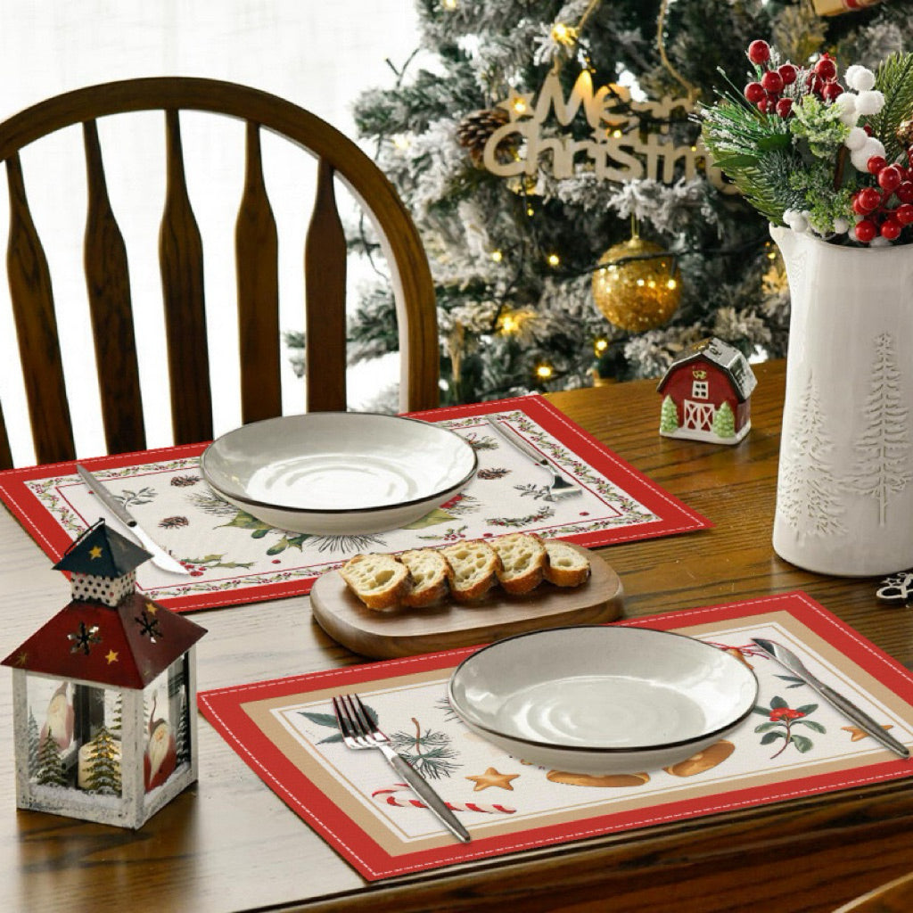 Tatakan Alas Piring Meja Makan Placemat Christmas Motif Nutcracker Dekorasi Natal