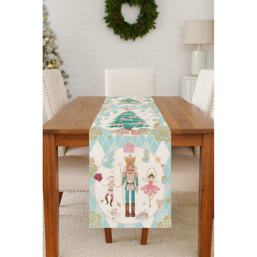Table Runner Christmas Motif Natal Nutcracker Taplak Meja Makan Kain