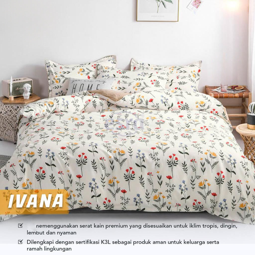 Bedcover Set Katun Motif Bunga 160/180/200x200x30cm