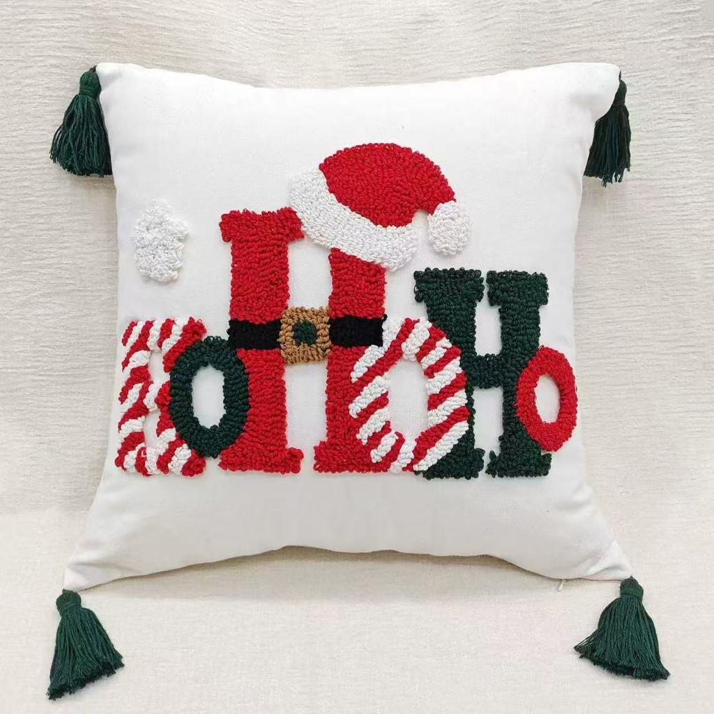 Sarung Bantal Natal Bordir Premium - Hiasan Sofa & Kursi Dekorasi Christmas 45x45cm