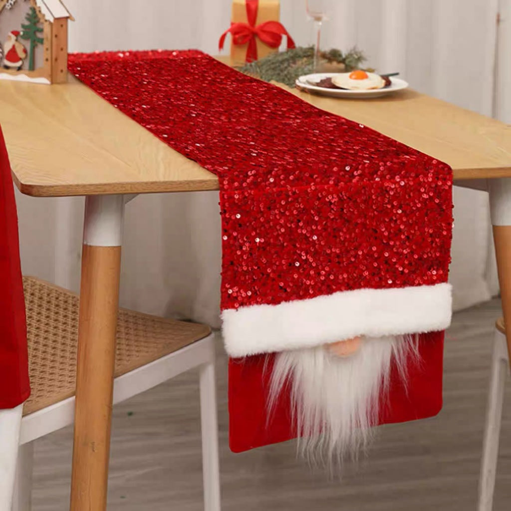Table Runner Natal Santa Peek a Boo - Taplak Meja Christmas Dekorasi Rumah 30x180cm