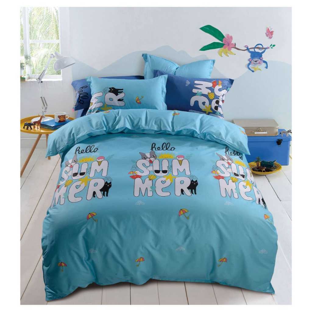 Bed Cover Set Katun Jepang - Single Size -  90x200 / 100x200 / 120x200 - Nyaman & Lembut - Sprei Katun Jepang Berkualitas Terbaik