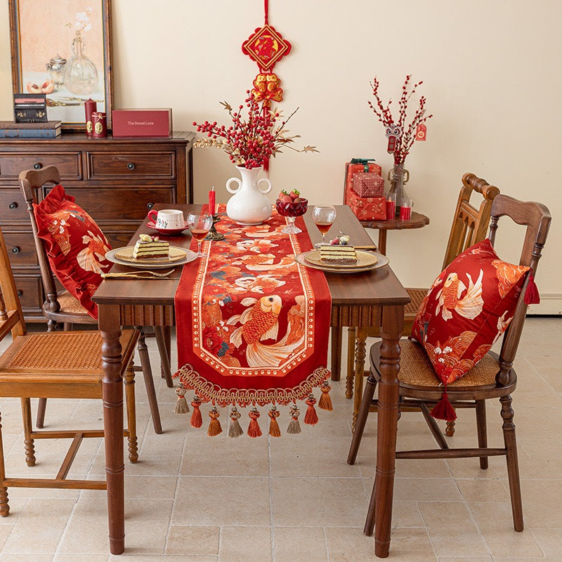 Taplak Meja Imlek Premium Table Runner Series Motif Estetik Dekorasi Rumah Material Premium Tebal Awet Cocok untuk Meja Panjang Makan Tamu