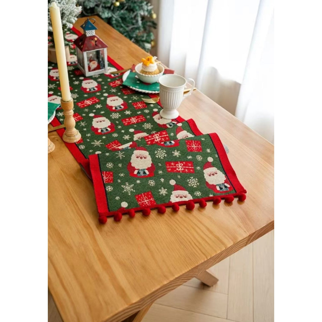 Table Runner Natal | Taplak Meja Panjang Hiasan Meja Christmas Santa Pohon Natal