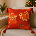 SARUNG BANTAL IMLEK! Cushion Cover Sofa Kursi Merah Elegan Sarban Sincia Motif Gold Fish 45x45cm