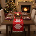 Table Runner Natal Snowflakes | Dekorasi Christmas Meja Makan Premium