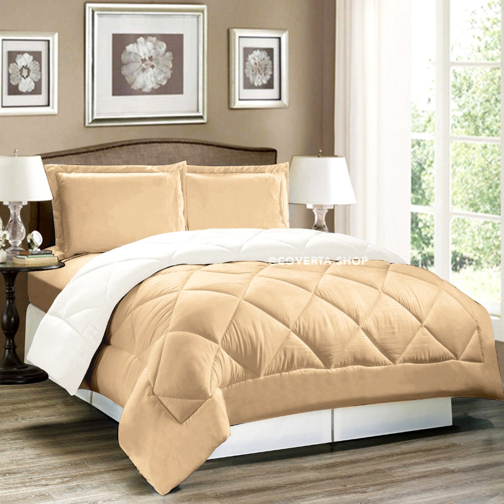 Bed Cover Set Polos Hotel - Kombinasi Warna - 160/180/200x200x30cm