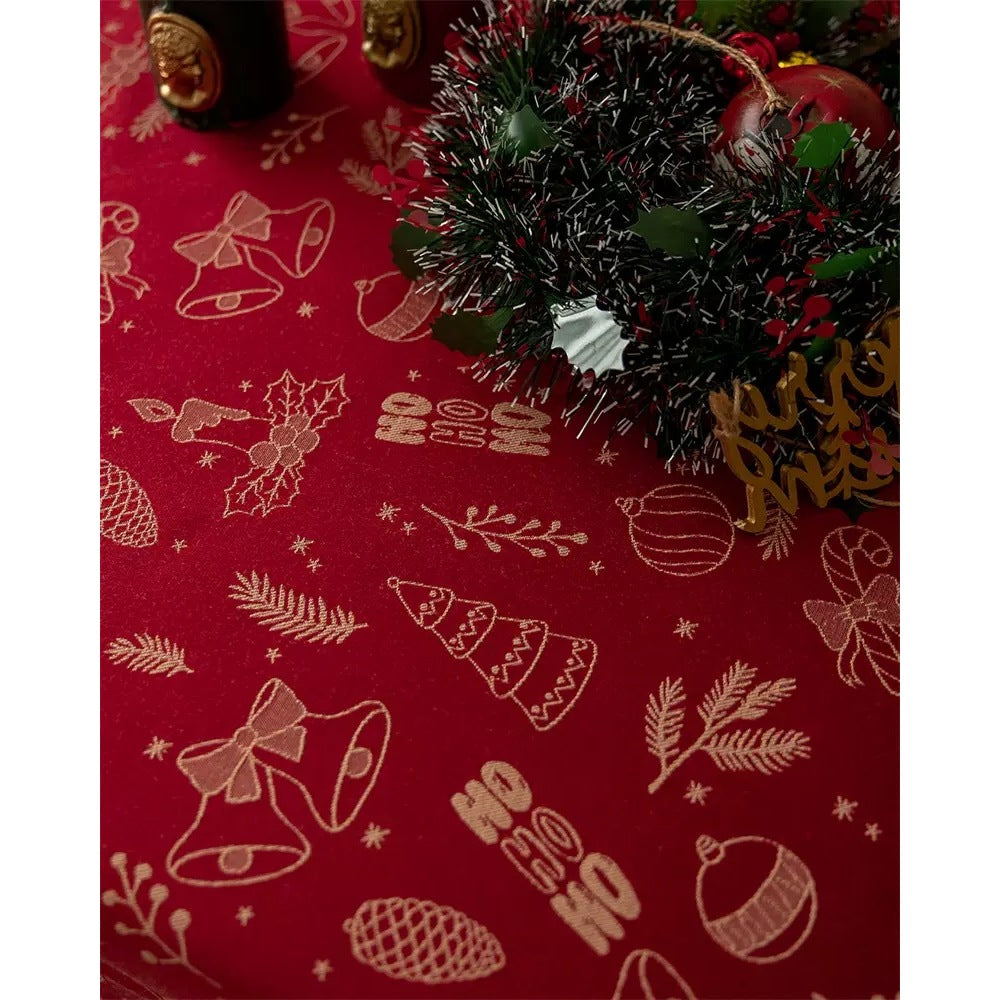 Table Runner Natal Christmas Doodle - Taplak Meja Panjang Estetik Dekorasi Natal