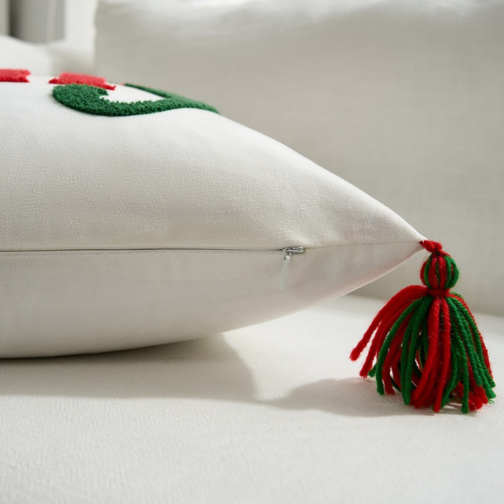 Sarung Bantal Natal Bordir Premium - Hiasan Sofa & Kursi Dekorasi Christmas 45x45cm