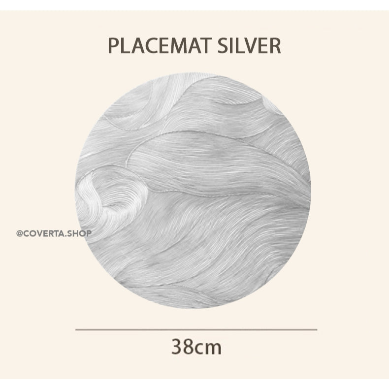 Table Runner Mika PVC Premium Motif Wave Silver Gold – Alas Meja Anti Air Waterproof