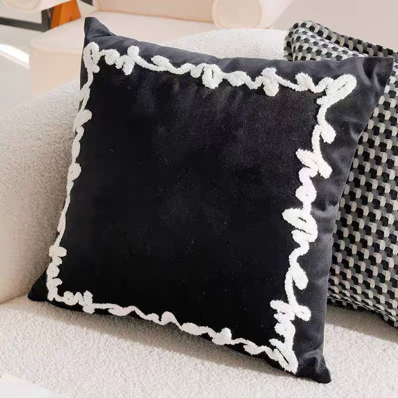Sarung Bantal Sofa Minimalis Hitam Putih Monochrome – Cushion Cover Motif Modern Scandinavian