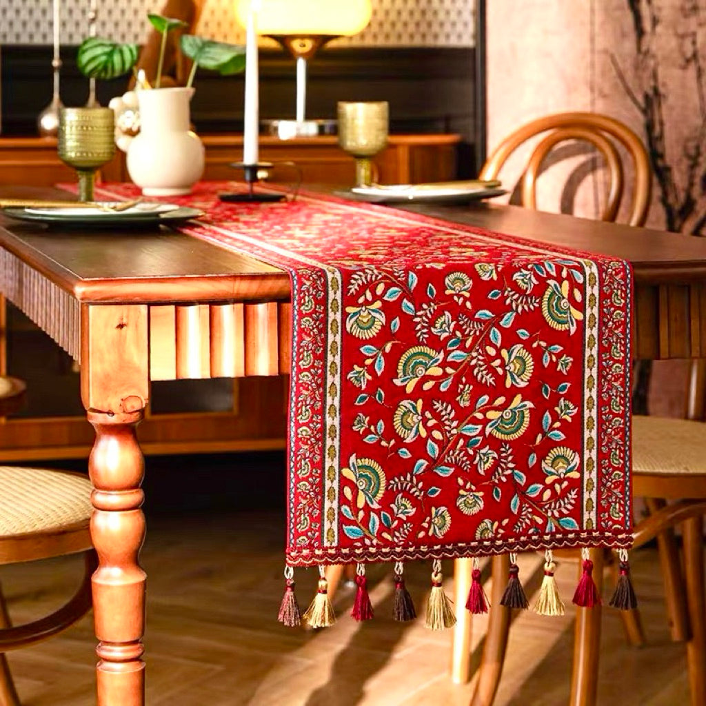Table Runner Etnik Cotton Linen Taplak Meja Makan Panjang