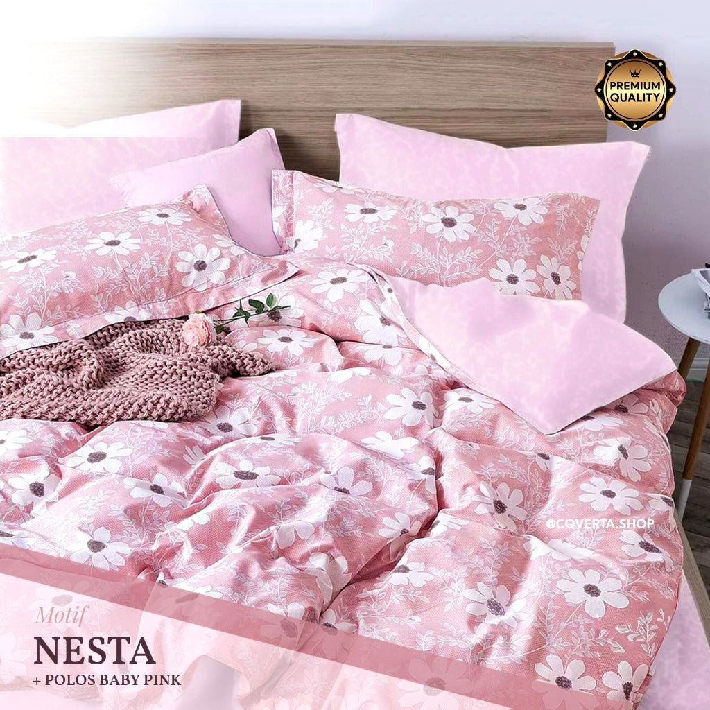 BedCover PENGANTIN Katun Set 180x200x30cm - King Size - MERAH BUNGA