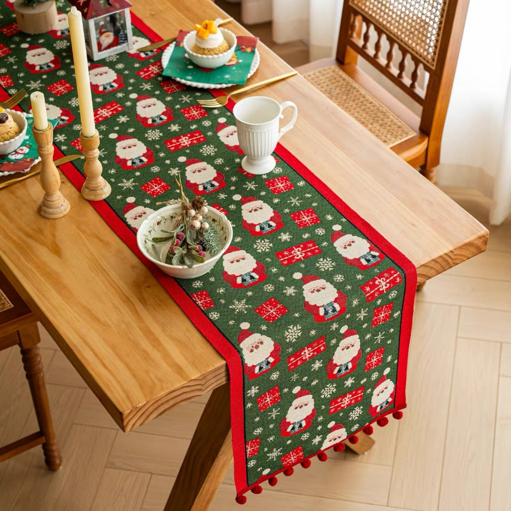 Table Runner Natal | Taplak Meja Panjang Hiasan Meja Christmas Santa Pohon Natal
