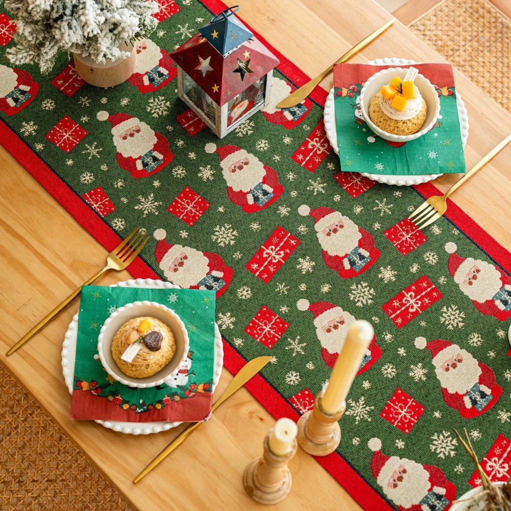 Table Runner Natal | Taplak Meja Panjang Hiasan Meja Christmas Santa Pohon Natal