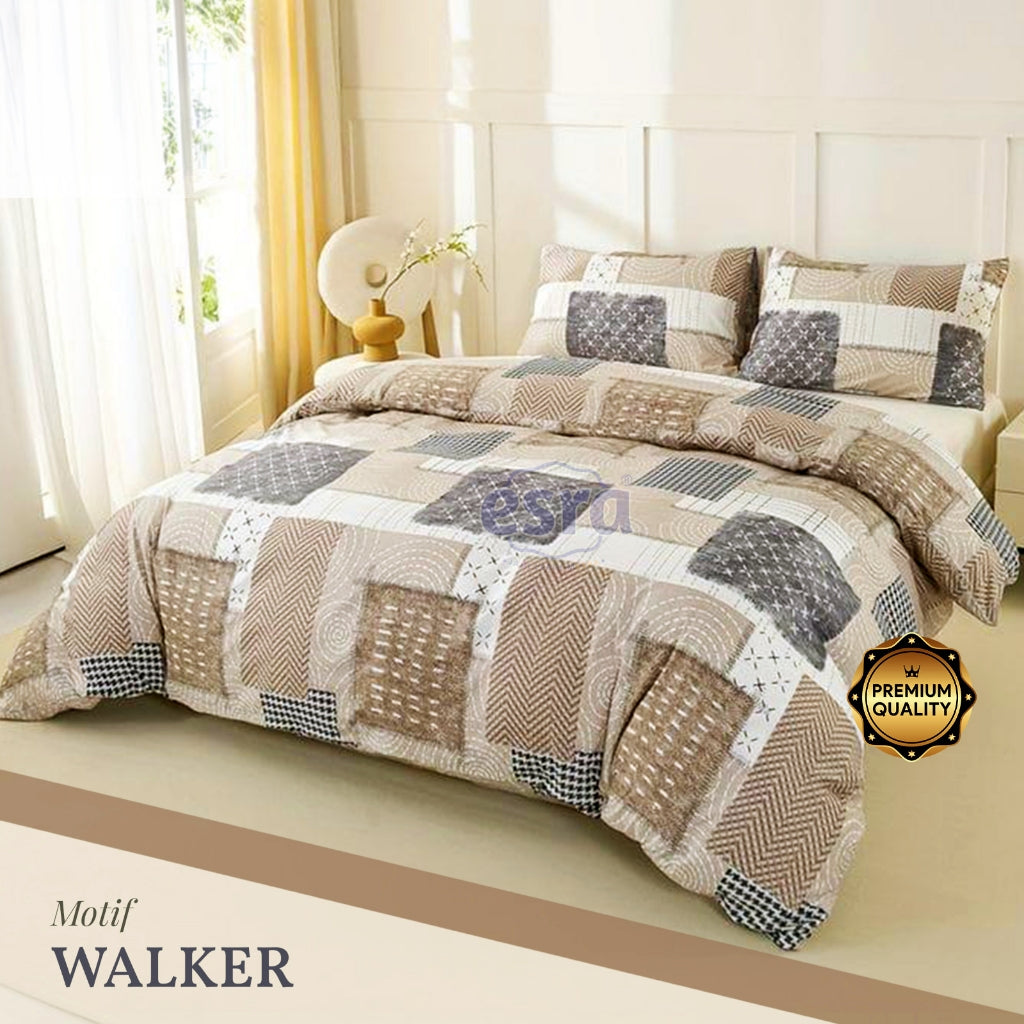 Bed Cover Set Katun Motif Minimalis 160/180/200x200x30cm