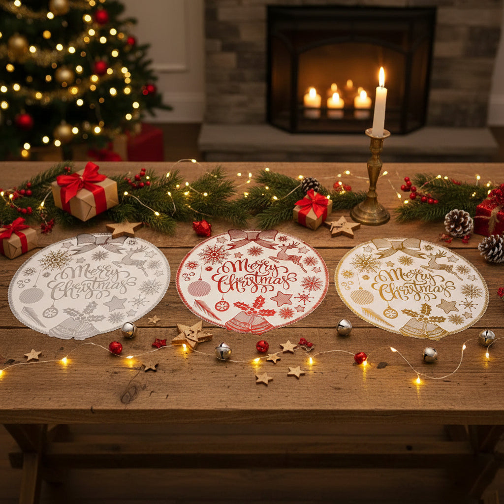 Alas Meja Natal Merry Christmas Premium | Placemat Natal Aksesori Meja Xmas