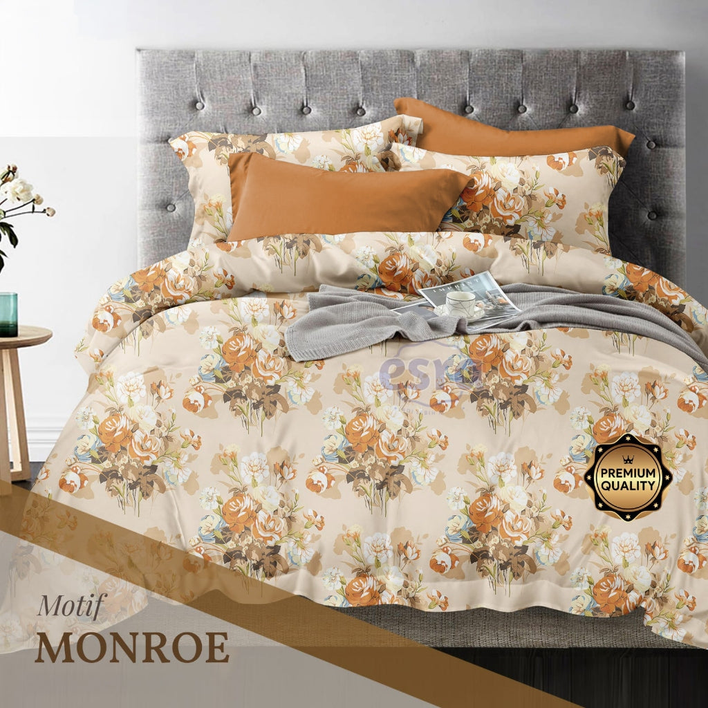 Bedcover Set Katun Motif Bunga 160/180/200x200x30cm