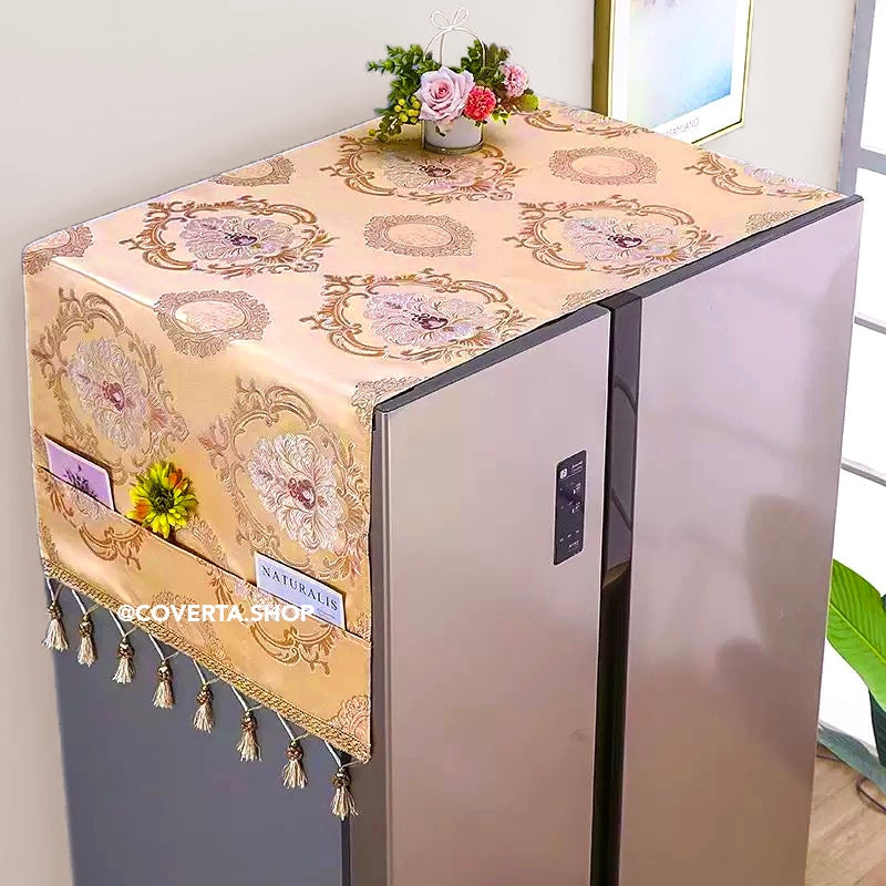 Tutup Kulkas Motif Premium Elegan – Cover Kulkas Anti Debu dengan Saku
