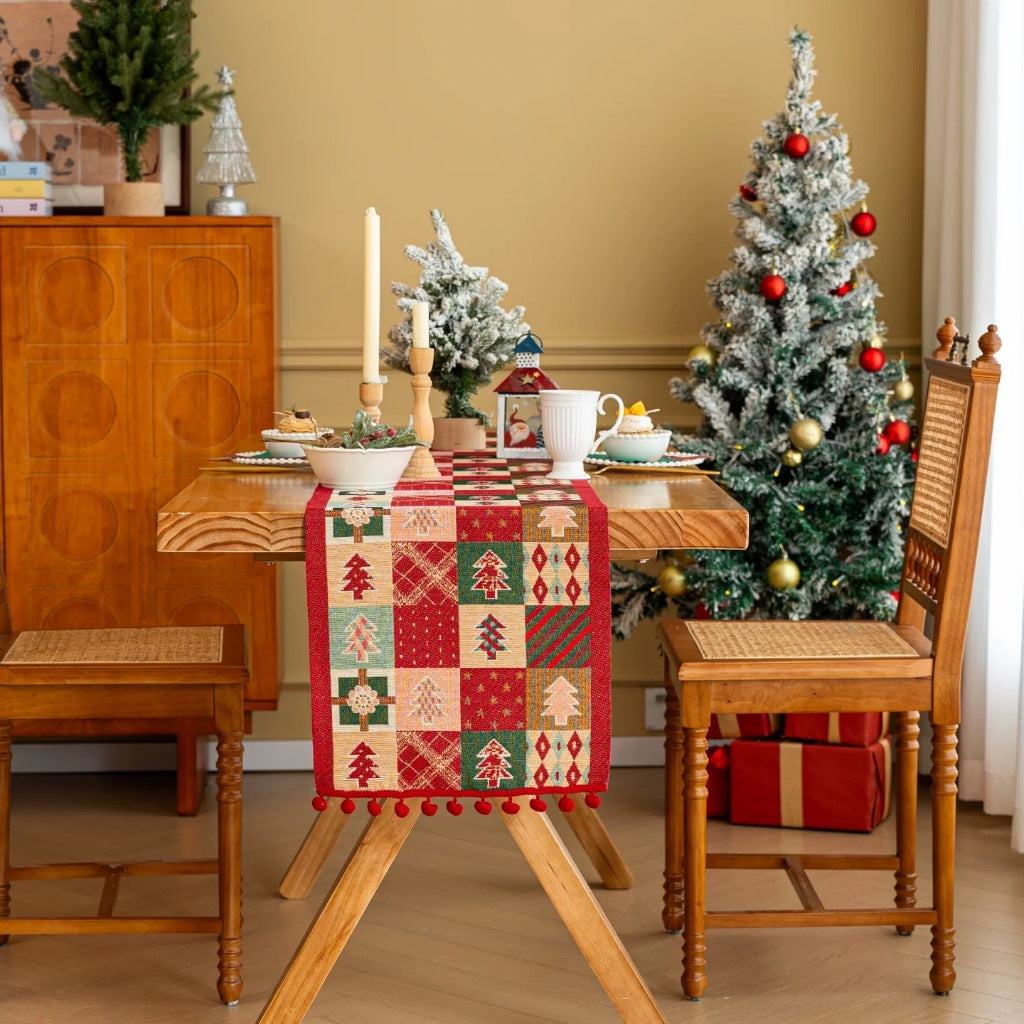 Table Runner Natal | Taplak Meja Panjang Hiasan Meja Christmas Santa Pohon Natal
