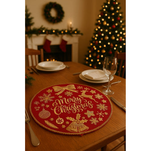 Alas Meja Natal Merry Christmas Premium | Placemat Natal Aksesori Meja Xmas