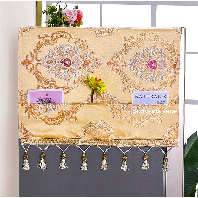 Tutup Kulkas Motif Premium Elegan – Cover Kulkas Anti Debu dengan Saku