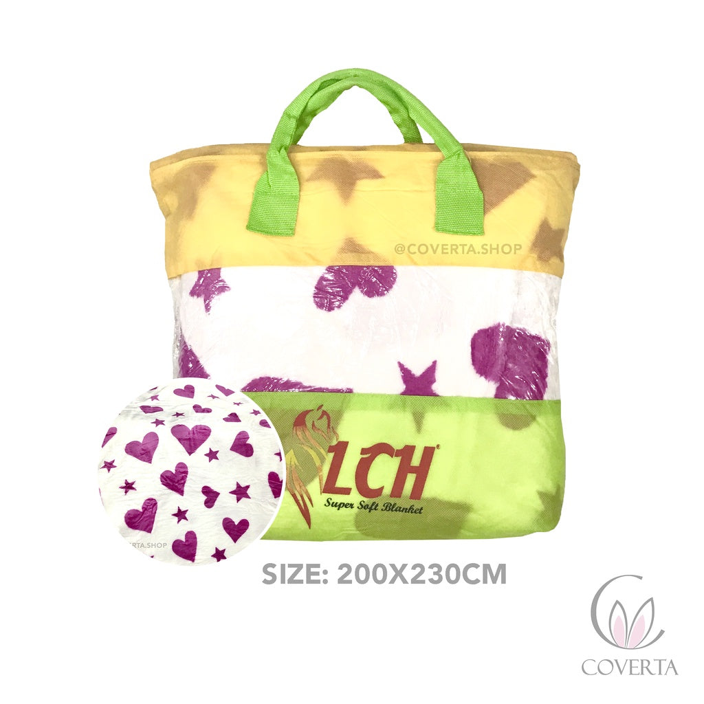 Selimut Bulu Dewasa Super Soft Blanket Motif Love Bintang Size Jumbo 200x230cm