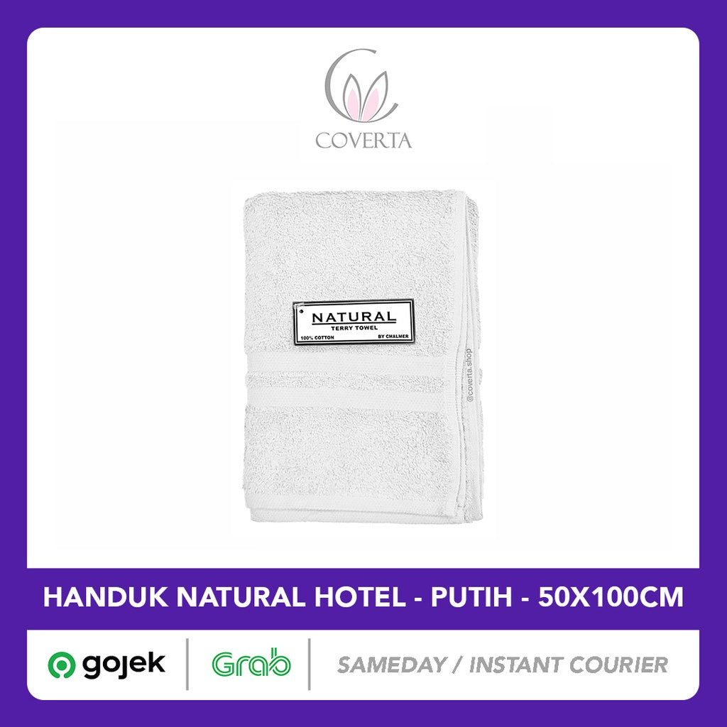 Handuk Towel 50x100cm | Anduk Mandi Dewasa | Handuk Hotel Putih Polos Natural