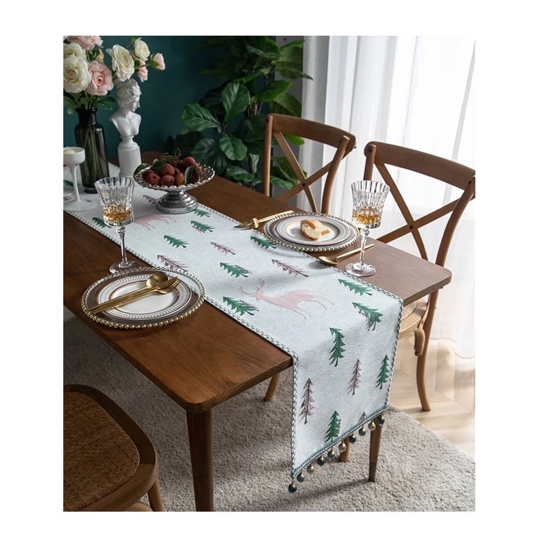 Taplak Meja Natal Terbaru | Table Runner Christmas Tree Premium Tenun Defect
