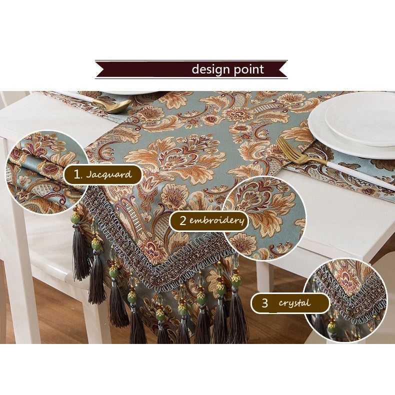 Table Runner Belgia Turki Premium | Alas Meja Tamu | Taplak Meja Kain Mewah