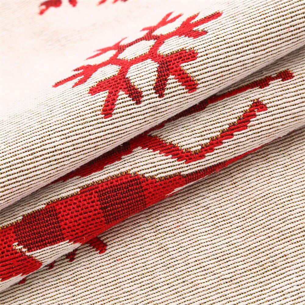 Table Runner Christmas Motif Kurcaci Dekorasi Natal | Taplak Meja Natal Tenun Santa Claus 34x180cm